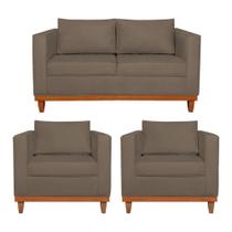 Kit Sofá 3 Lugares e 2 Poltronas Europa 180 cm Estilo Conforto e Elegância Suede Marrom - Amarena Móveis Kit Sofá 3 Lugares e 2 Poltronas Europa 180 cm Estilo Conforto e Elegância Suede Marrom - Amarena Móveis