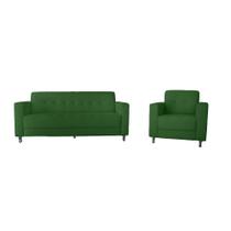 Kit Sofa 3 Lugares + Poltrona Elegance Suede Verde - Lares Decor
