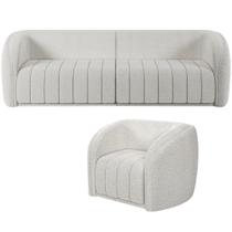Kit Sofá 4 Lugares Para Sala 292cm Com 01 Poltrona Lazio M03 Bouclê Branco Kit Sofá 4 Lugares Para Sala 292cm Com 01 Poltrona Lazio M03 Bouclê Branco