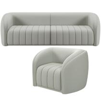 Kit Sofá 4 Lugares Para Sala 292cm Com 01 Poltrona Lazio M03 Veludo Creme - Lyam Decor Kit Sofá 4 Lugares Para Sala 292cm Com 01 Poltrona Lazio M03 Veludo Creme - Lyam Decor