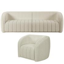 Kit Sofá 4 Lugares Para Sala Estar 292 cm Com 01 Poltrona Lazio M03 Bouclê Bege Claro - Lyam Decor Kit Sofá 4 Lugares Para Sala Estar 292 cm Com 01 Poltrona Lazio M03 Bouclê Bege Claro - Lyam Decor