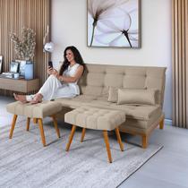 Kit Sofa Cama Mobly Com 2 Banquetas Suede Sala Quarto