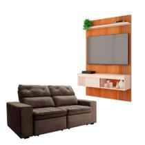 Kit Sofá Cheer Solar 3 Lugares Retrátil Reclinável com Painel TV 45 Jade Caemmun Kit Sofá Cheer Solar 3 Lugares Retrátil Reclinável com Painel TV 45 Jade Caemmun
