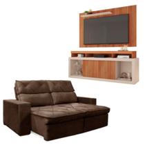 Kit Sofá Cheer Solar 3 Lugares Retrátil Reclinável com Rack Painel 65 New Oscar