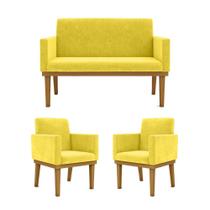 KIT Sofá com Base Reforçada + 2 Poltronas Sala de Estar