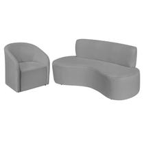 Kit Sofá Curvo Amsterdã 140cm e Poltrona Luiza Max Bouclé Kit Sofá Curvo Amsterdã 140cm e Poltrona Luiza Max Bouclé