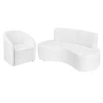 Kit Sofá Curvo Amsterdã 140cm e Poltrona Luiza Max Suede