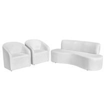 Kit Sofá Curvo Amsterdã 160cm e 2 Poltronas Luiza Max Bouclé