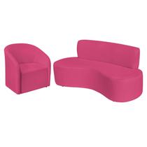 Kit Sofá Curvo Amsterdã 160cm e Poltrona Luiza Max Suede