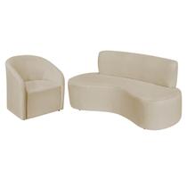 Kit Sofá Curvo Amsterdã 180cm e Poltrona Luiza Max Suede