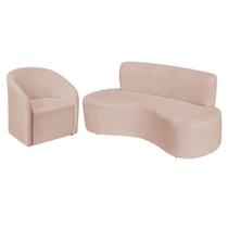 Kit Sofá Curvo Amsterdã 180cm e Poltrona Luiza Max Suede