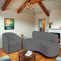 Kit Sofá Curvo Amsterdã 200cm e Poltrona Luiza Max Suede