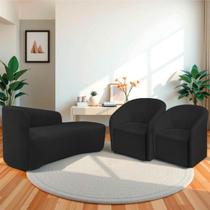 Kit Sofá Curvo França 140cm LD. e 2 Poltronas Luiza Max Conforto, Elegância e Design Moderno Bouclé