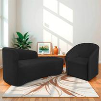 Kit Sofá Curvo França 140cm LD. e Poltrona Luiza Max Conforto, Elegância e Design Moderno Bouclé
