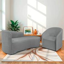 Kit Sofá Curvo França 140cm LD. e Poltrona Luiza Max Conforto, Elegância e Design Moderno Bouclé
