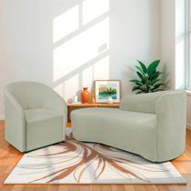 Kit Sofá Curvo França 160cm L.E e Poltrona Luiza Max Conforto, Elegância e Design Moderno Bouclé