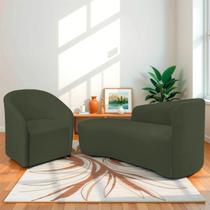 Kit Sofá Curvo França 160cm L.E e Poltrona Luiza Max Conforto, Elegância e Design Moderno Linho