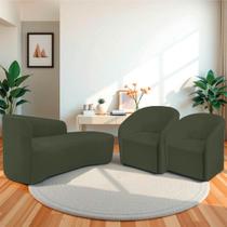 Kit Sofá Curvo França 160cm LD. e 2 Poltronas Luiza Max Conforto, Elegância e Design Moderno Linho