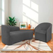 Kit Sofá Curvo França 160cm LD. e Poltrona Luiza Max Conforto, Elegância e Design Moderno Linho