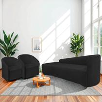Kit Sofá Curvo França 180cm L.E e 2 Poltronas Luiza Max Conforto, Elegância e Design Moderno Bouclé