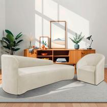 Kit Sofá Curvo França 180cm LD. e Poltrona Luiza Max Conforto, Elegância e Design Moderno Bouclé