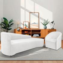 Kit Sofá Curvo França 220cm LD. e Poltrona Luiza Max Conforto, Elegância e Design Moderno Bouclé