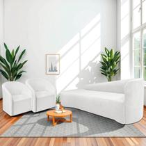 Kit Sofá Curvo França 250cm L.E e 2 Poltronas Luiza Max Conforto, Elegância e Design Moderno Bouclé