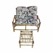 Kit Sofá De Bambu 2 Lugares Com Almofadas Área Preto Folhas Kit Sofá De Bambu 2 Lugares Com Almofadas Área Preto Folhas