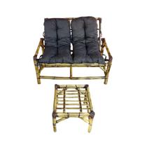 Kit Sofá De Bambu 2 Lugares Com Almofadas Para Área Preto Kit Sofá De Bambu 2 Lugares Com Almofadas Para Área Preto