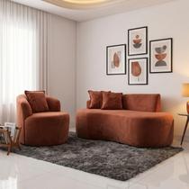 Kit Sofá e Poltrona Feijão Curvo 2 Lugares Forma Orgânica Suede