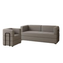 Kit Sofá e Poltrona na Caixa Modular Dubai Para a Sala Cor:Bege Kit Sofá e Poltrona na Caixa Modular Dubai Para a Sala Cor:Bege