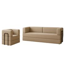 Kit Sofá e Poltrona na Caixa Modular Dubai Para a Sala