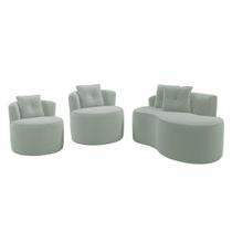 Kit Sofá e Poltronas Bob 2 Lugares 145CM Verde Bouclê Abmaza Kit Sofá e Poltronas Bob 2 Lugares 145CM Verde Bouclê Abmaza