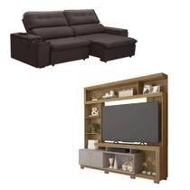 Kit Sofá Ferguile Genebra 3 Lugares Retrátil com USB com Home TV 70 Formosa Caemmun Kit Sofá Ferguile Genebra 3 Lugares Retrátil com USB com Home TV 70 Formosa Caemmun
