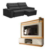 Kit Sofá Ferguile Genebra 3 Lugares Retrátil USB com Home LED Guararapes Linea Brasil