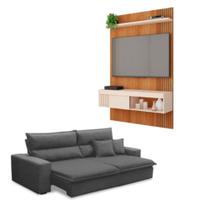 Kit Sofá Ferguile Trieste Retrátil Reclinável com Painel TV 45 Jade Caemmun