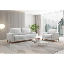 Kit Sofá Living 3 Lugares 180cm e Poltrona Linho Alpino