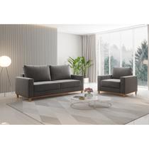 Kit Sofá Living 3 Lugares 1,80M Poltrona Veludo Alpino Kit Sofá Living 3 Lugares 1,80M Poltrona Veludo Alpino
