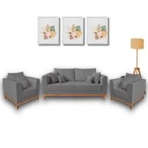 Kit Sofá Living Beny 1,40m com 2 Poltronas.