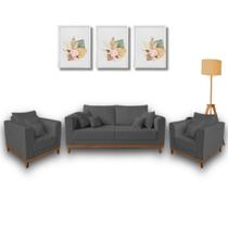Kit Sofá Living Beny 1,40m com 2 Poltronas.
