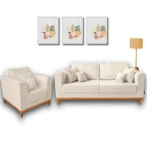 Kit Sofá Living Beny 1,40m com Poltrona.