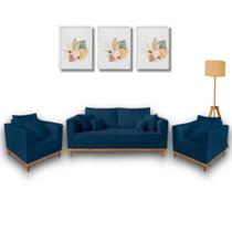 Kit Sofá Living Beny 1,80m com 2 Poltronas.