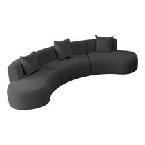 Kit Sofá Modular 4 Lugares 360cm Moderno Curvo Orgânico Duna Linho