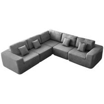 Kit Sofá Modular 5 Lugares Moderno Curvo Orgânico Adapt Bouclé - ADJ Decor