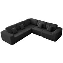 Kit Sofá Modular 5 Lugares Moderno Curvo Orgânico Adapt Bouclé - Amarena Móveis Kit Sofá Modular 5 Lugares Moderno Curvo Orgânico Adapt Bouclé - Amarena Móveis