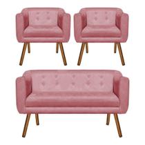 Kit Sofá Namoradeira 02 Lugares e 02 Poltronas Júlia Rose Kit Sofá Namoradeira 02 Lugares e 02 Poltronas Júlia Rose