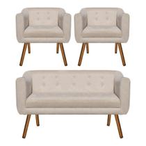 Kit Sofá Namoradeira 2 Lugares e 02 Poltronas Julia Bege Kit Sofá Namoradeira 2 Lugares e 02 Poltronas Julia Bege