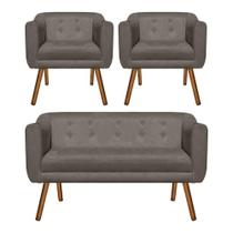 Kit Sofá Namoradeira 2 Lugares e 02 Poltronas Julia Marrom Kit Sofá Namoradeira 2 Lugares e 02 Poltronas Julia Marrom