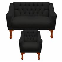 Kit Sofá Namoradeira 2 Lugares Grécia + 1 Poltrona Conforto, Design Moderno e Qualidade para Sala de Estar - Dritex