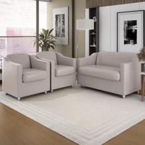 Kit Sofá Namoradeira + 2 Poltronas Decorativa Tecido material sintético